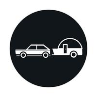auto aanhangwagen reis vervoer voertuig blok en vlakke stijl icoon ontwerp vector