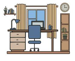 illustratie van een studenten kamer interieur.gekleurd vector illustratie van een kamer interieur voor een schooljongen. vector illustratie