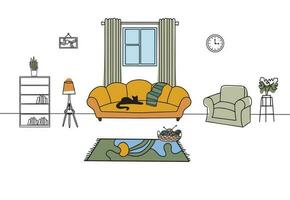 leven kamer grafisch huis interieur schetsen illustratie vector . vector