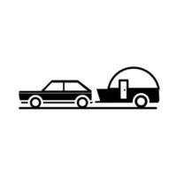 auto aanhangwagen reis vervoer voertuig silhouet stijl pictogram ontwerp vector