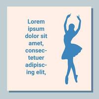 theater ticket ontwerp. ballet folder sjabloon. ballerina silhouet in de tutu en pointe schoen. blauw kaart ontwerp. vector illustratie