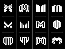 reeks van abstract lijn brief m logo ontwerp. modern eerste m logo vector bundel.