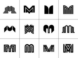 gemakkelijk lijn monogram brief m logo ontwerp set. modern abstract eerste m logo. vector