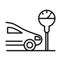 parkeren auto front meter vervoer lijn stijl pictogram ontwerp vector