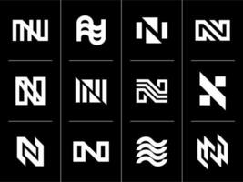 verzameling van abstract lijn brief n logo ontwerp. modern bedrijf eerste n logo. vector