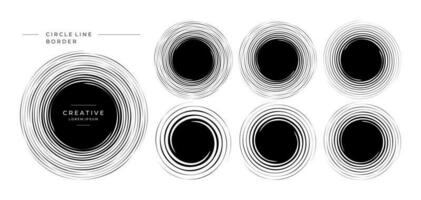 gedetailleerd borstel beroerte spiraal cirkel grens logo. luxe ronde gebied kader set. vector