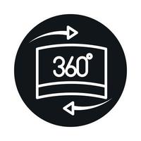 360 graden weergave virtuele tour simulatie blok en lijnstijl icoon ontwerp vector