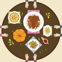 Thanksgiving voedsel tabel bovenaanzicht Vector