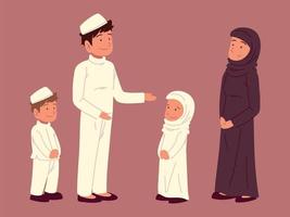 Arabische familie moslim vector