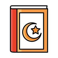 koran heilig boek eid mubarak islamitische religieuze viering lijn en vul icoon vector