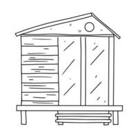 strand hut of bungalow. hand- getrokken tekening stijl. vector illustratie geïsoleerd Aan wit. kleur bladzijde.