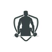 Sportschool logo, geschiktheid Gezondheid vector, spier training silhouet ontwerp, geschiktheid club vector
