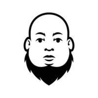 dik kaal baard Mens mascotte logo illustratie vector