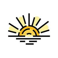zonlicht zonsopkomst zon zomer kleur icoon vector illustratie