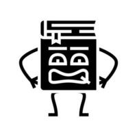 lezer boek karakter glyph icoon vector illustratie