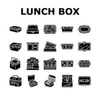 lunch doos voedsel school- maaltijd pictogrammen reeks vector
