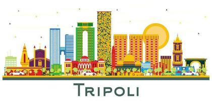 tripoli Libië stad horizon met kleur gebouwen geïsoleerd Aan wit. vector