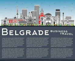 Belgrado Servië stad horizon met kleur gebouwen, blauw lucht en kopiëren ruimte. vector