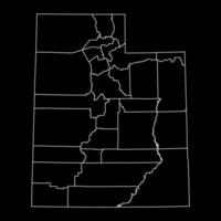 Utah staat kaart met provincies. vector illustratie.