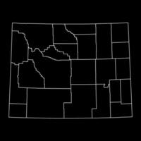 Wyoming staat kaart met provincies. vector illustratie.