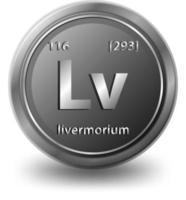 livermorium scheikundig element. chemisch symbool met atoomnummer en atoommassa. vector