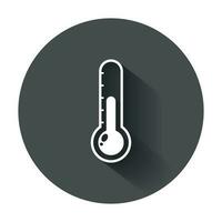 thermometer icoon. doel vlak vector illustratie met lang schaduw.