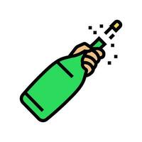 hand- Champagne fles kurk kleur icoon vector illustratie