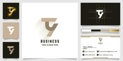 brief ty of tn monogram logo met bedrijf kaart ontwerp vector