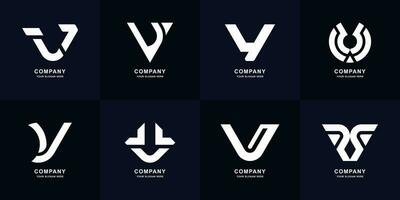 verzameling brief v monogram logo ontwerp vector