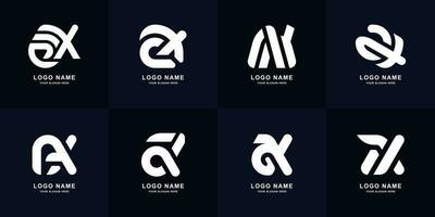 verzameling brief bijl of ak monogram logo ontwerp vector