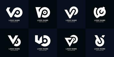 verzameling brief vo of ov monogram logo ontwerp vector
