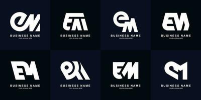 verzameling brief em of me monogram logo ontwerp vector