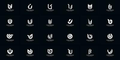 verzameling vol reeks abstract brief u monogram logo ontwerp vector