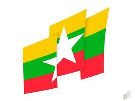 Myanmar vlag in een abstract gescheurd ontwerp. modern ontwerp van de Myanmar vlag. vector