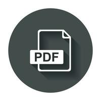 pdf het dossier downloaden icoon. vlak vector met lang schaduw.