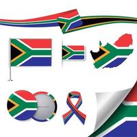 vlag van zuid-afrika met elementen vector