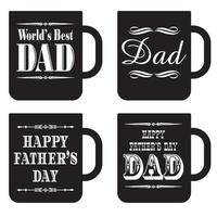 gelukkige vaderdag koffiemok graphics wit en zwart vector