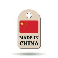 hangen label gemaakt in China met vlag. vector illustratie Aan wit achtergrond.