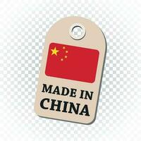 hangen label gemaakt in China met vlag. vector illustratie Aan geïsoleerd achtergrond.