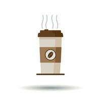 koffie kop icoon met koffie bonen Aan wit achtergrond. vlak vector illustratie