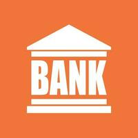 bank gebouw icoon in vlak stijl. vector illustratie Aan oranje achtergrond.