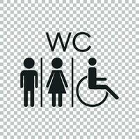 wc, toilet vlak vector icoon . mannen en Dames teken voor toilet Aan geïsoleerd achtergrond.