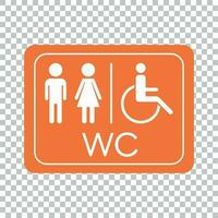 wc, toilet vector icoon . mannen en Dames teken voor toilet Aan oranje bord.