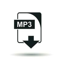 mp3 icoon. vlak vector illustratie. mp3 downloaden teken symbool met schaduw Aan wit achtergrond.