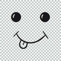 gemakkelijk glimlach met tong vector icoon. hand- getrokken gezicht tekening illustratie Aan geïsoleerd achtergrond.