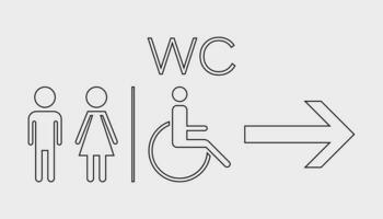 wc, toilet lijn vector icoon . mannen en Dames teken voor toilet Aan wit achtergrond.