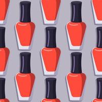 naadloos patroon met een fles rode nagellak. leuke heldere print voor manicure of schoonheidssalon. handgezondheidszorg vector