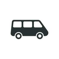 passagier busje teken icoon in vlak stijl. auto bus vector illustratie Aan wit geïsoleerd achtergrond. levering vrachtauto banier bedrijf concept.