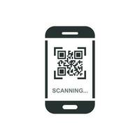 qr code scannen telefoon icoon in vlak stijl. scanner in smartphone vector illustratie Aan wit geïsoleerd achtergrond. streepjescode bedrijf concept.