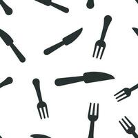 vork en mes restaurant icoon naadloos patroon achtergrond. avondeten uitrusting vector illustratie. restaurant symbool patroon.